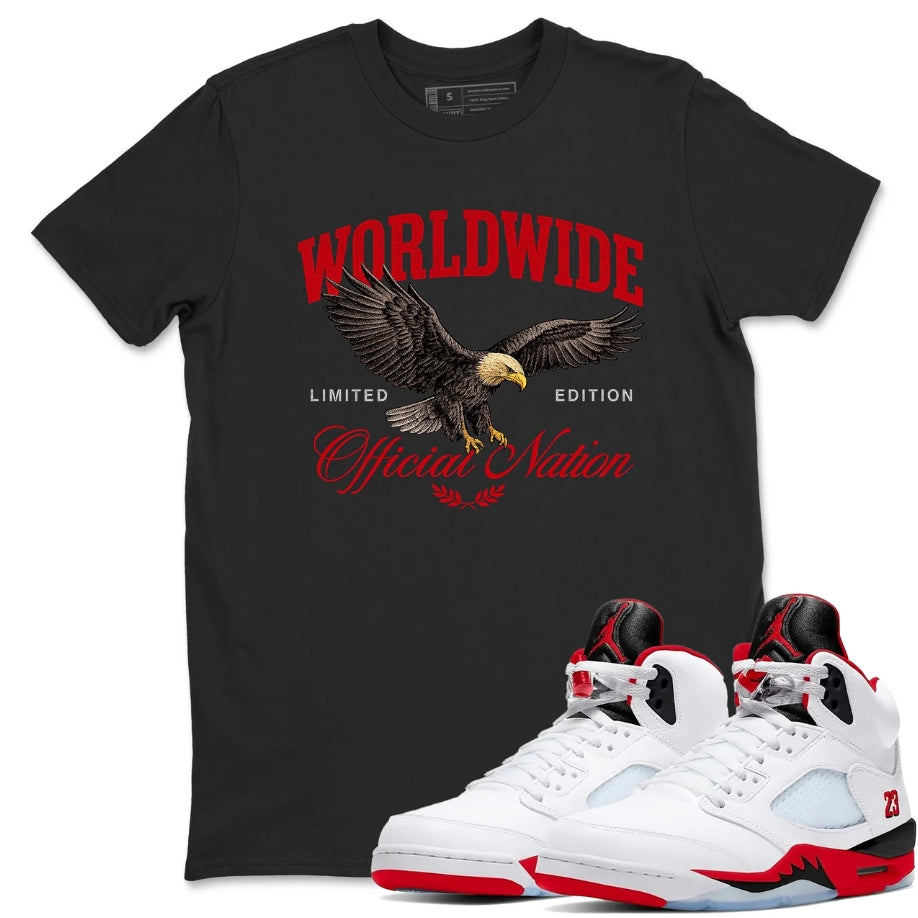 Worldwide Official Nation Shirt - Match Air Jordan 5 'Fire Red' 2025