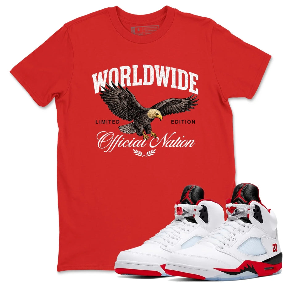 Worldwide Official Nation Shirt - Match Air Jordan 5 'Fire Red' 2025