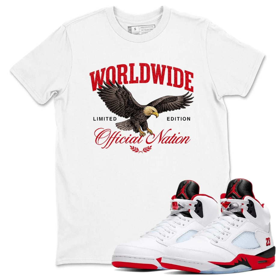 Worldwide Official Nation Shirt - Match Air Jordan 5 'Fire Red' 2025