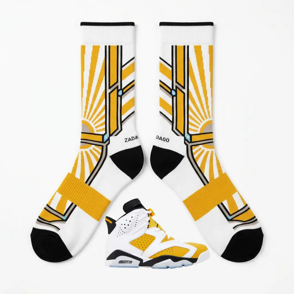 Yellow Ochre Socks – Air Jordan 6 Retro Inspired Mid-Calf Unisex Crew Socks