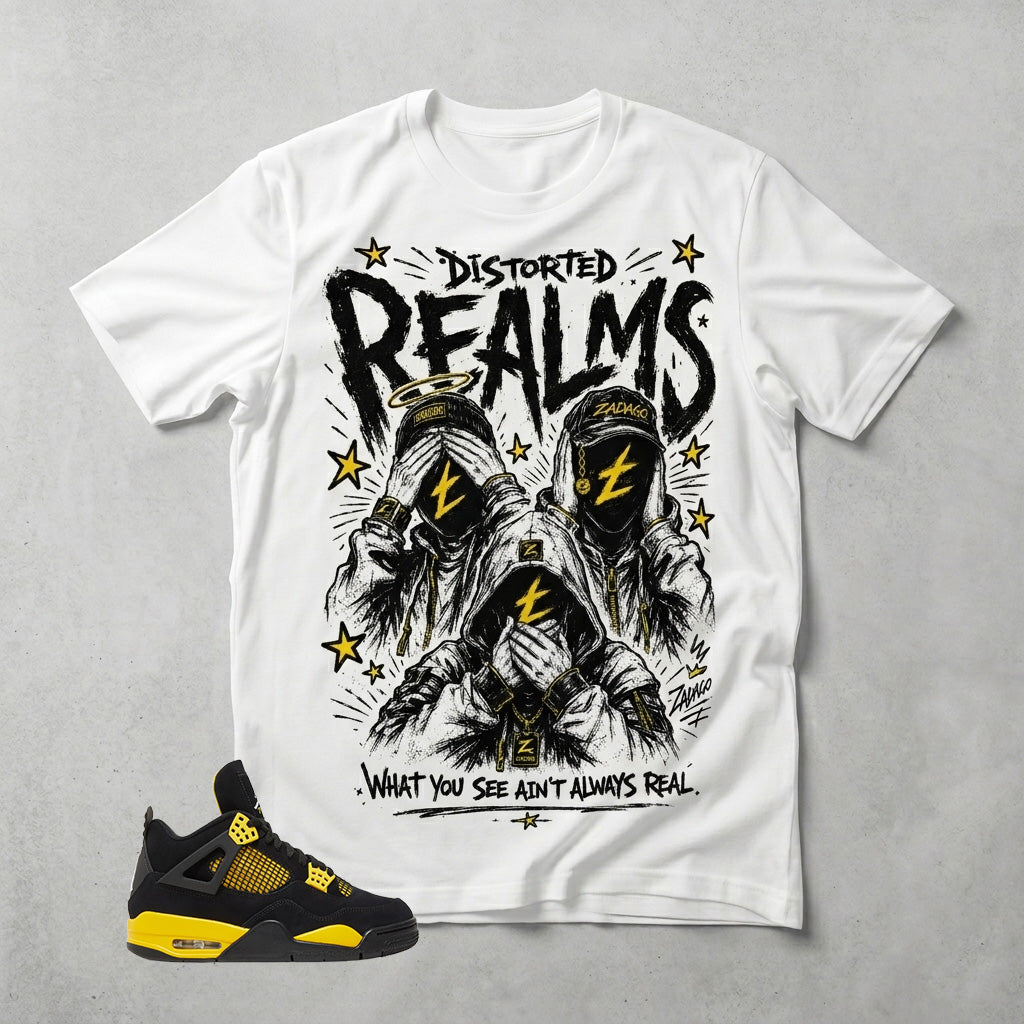 Yellow Thunder 4s Zadago Shirt Distorted Realms Graphic
