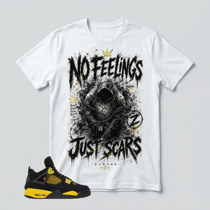 Yellow Thunder 4s Zadago Shirt No Feelings Just Scars Graphic