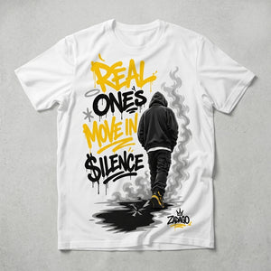 Yellow Thunder 4s Zadago Shirt Real Ones Move In Silence Graphic