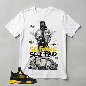 Yellow Thunder 4s Zadago Shirt Self Made, Self Paid Graphic